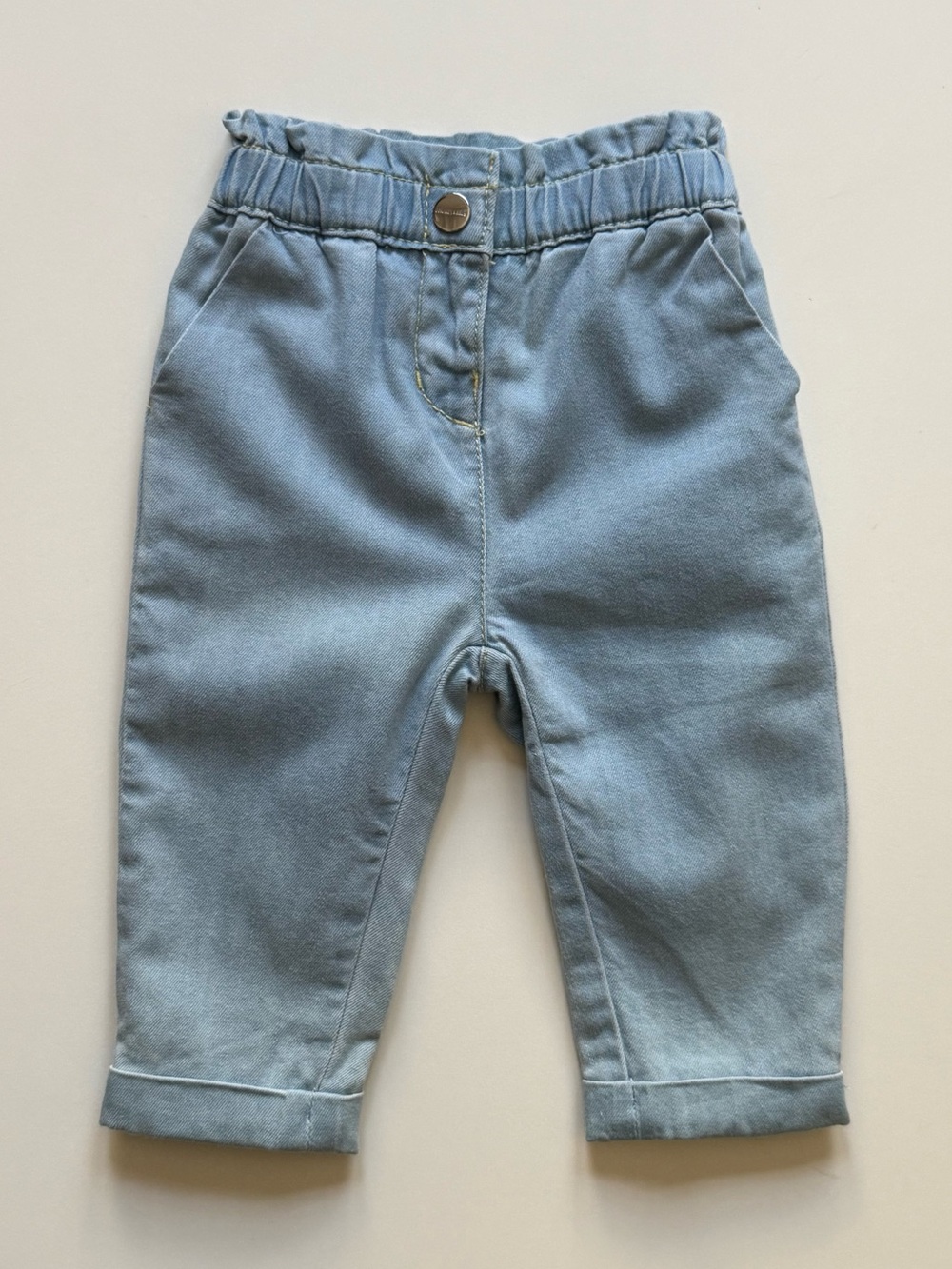 Jacadi Girls Comfort Jeans, Light Blue Denim - Size 12M